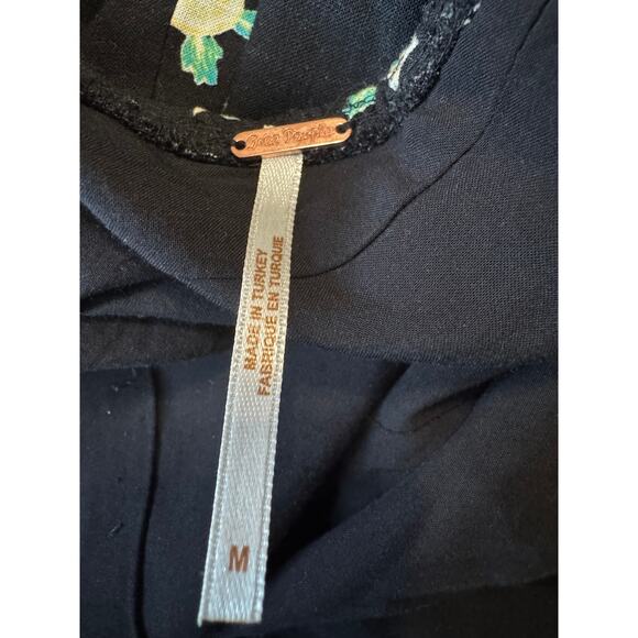 FREE PEOPLE “Like a Lady” Black Floral Mini Dress Size M Open Back, Ruffle Hem - Picture 6 of 8